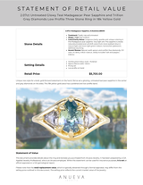 2.07ct Untreated Glowy Teal Madagascar Pear Sapphire and Trillion Grey Diamonds Low Profile Three Stone Ring in 18k Yellow Gold