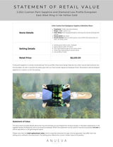 2.23ct Cushion Parti Sapphire and Diamond Low Profile Evergreen East-West Ring in 14k Yellow Gold