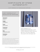 2.25CT EMERALD CUT MADAGASCAR SAPPHIRE, LIGHT PURPLE, 8X6.22X4.75MM