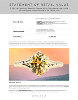 2.35ct Parti Montana Sapphire Orange White Champagne Low Profile Six Prong Split Shank Solitaire in 14k Yellow Gold