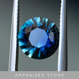 2.36CT ROUND MADAGASCAR SAPPHIRE, DEEP OCEAN BLUE PARTI, 8.32X4.95MM - APPRAISED STONE