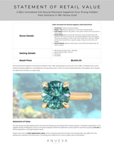 2.38ct Untreated GIA Round Montana Sapphire Four Prong Hidden Halo Solitaire in 18k Yellow Gold