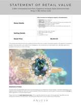 2.38ct Untreated Oval Parti Sapphire Antique-Style Diamond Halo Ring in 18k Yellow Gold