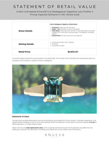 2.40ct Untreated Emerald Cut Madagascar Sapphire Low Profile 4 Prong Tapered Solitaire in 14k Yellow Gold