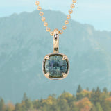 2.45ct Australian Silky Teal Sapphire 4 Prong Pendant in 14k Yellow Gold