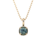 2.45ct Australian Silky Teal Sapphire 4 Prong Pendant in 14k Yellow Gold