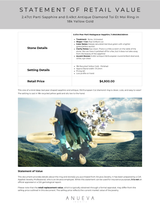 2.47ct Parti Sapphire and 0.49ct Antique Diamond Toi Et Moi Ring in 18k Yellow Gold