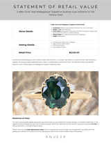 2.48ct Oval Teal Madagascar Sapphire Scallop Cup Solitaire in 14k Yellow Gold