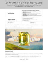 2.62ct Emerald Cut Parti Sapphire and Diamond Starry Night Low Profile Solitaire in 14k Yellow Gold