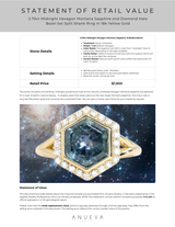 2.70ct Midnight Hexagon Montana Sapphire and Diamond Halo Bezel Set Split Shank Ring In 18k Yellow Gold