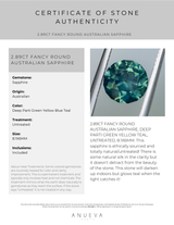 2.89CT FANCY ROUND AUSTRALIAN SAPPHIRE, DEEP PARTI GREEN YELLOW TEAL, UNTREATED, 8.1X6MM