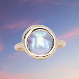 Cortez Pearls® Bezel Wave Rings in 14k Yellow Gold