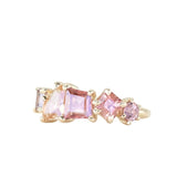 Peach and Pink Tourmaline and Spinel Mosaic Ring in 14k Yellow Gold