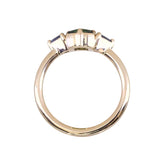 1.24ct Untreated Emerald Cut Parti Madagascar Sapphire and Trillion Sapphire Compass Set Low Profile Ring in 14k Yellow Gold