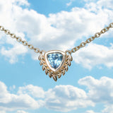 1.19ct Untreated Trillion Blue Montana Sapphire Vine Frame Necklace in 14k Yellow Gold