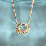 1.40ct Oval Fantasy Cut Montana Sapphire Vine Frame Necklace in 14k Yellow Gold