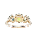 1.70ct Center Untreated Parti Sapphire and Round Parti Sapphire Three Stone Ring in 18k Yellow Gold
