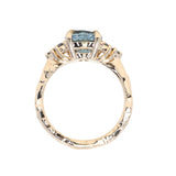 2.59ct Untreated GIA Blue Sapphire and Teal Sapphire Diamond Cluster Evergreen Ring in 14k Yellow Gold