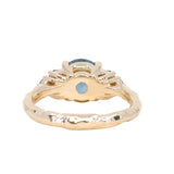 2.59ct Untreated GIA Blue Sapphire and Teal Sapphire Diamond Cluster Evergreen Ring in 14k Yellow Gold