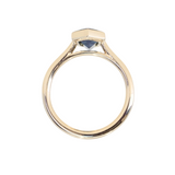 2.05ct Untreated Madagascar Sapphire Elongated Shield Contemporary Bezel Set Ring in 14k Yellow Gold