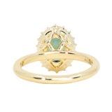 2.32ct Oval Teal Songean Sapphire Antique-Style Diamond Halo Ring in 18k Yellow Gold