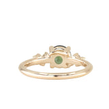 1.23ct Round Green Tanzanian Sapphire and Diamond Starry Night Low Profile Solitaire in 14k Yellow Gold