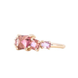 Pink Spinel, Garnet and Tourmaline Mosaic Ring in 14k Yellow Gold