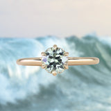 1.05ct Round Precision Cut Light Blue Montana Sapphire Lotus Solitaire in 14k Yellow Gold