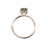 1.75ct Untreated Oval Nigerian Sapphire Lotus Six Prong Solitaire with Diamonds in 14k Yellow Gold