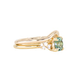 1.21ct Unheated Teal Seafoam Green Montana Sapphire and Diamond Starry Night Low Profile Solitaire in 18k Yellow Gold