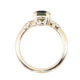 1.23ct Round Green Tanzanian Sapphire and Diamond Starry Night Low Profile Solitaire in 14k Yellow Gold