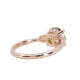 2.66ct Parti Madagascar Sapphire and Diamond Three Stone Ring in 14K Rose Gold