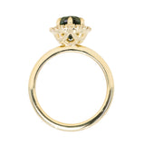 2.32ct Oval Teal Songean Sapphire Antique-Style Diamond Halo Ring in 18k Yellow Gold