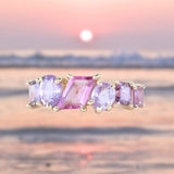 Pink Sapphire, Tourmaline and Spinel Mosaic Ring in 14k Yellow Gold