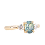 1.27ct Parti Madagascar Sapphire and Lab Diamond Three Stone Ring in 14K Yellow Gold