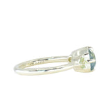 2.22ct Opalescent Square Radiant Madagascar Sapphire and Trillion Sapphire Antique Compass Set Low Profile Ring in 14k Green Gold