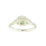 2.22ct Opalescent Square Radiant Madagascar Sapphire and Trillion Sapphire Antique Compass Set Low Profile Ring in 14k Green Gold