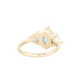 1.74ct Untreated Marquise Montana Sapphire and Trillion Sapphire Three Stone Antique Style Compass Setting with Milgrain Low Profile in 14k Yellow Gold