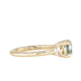 1.21ct Unheated Teal Seafoam Green Montana Sapphire and Diamond Starry Night Low Profile Solitaire in 18k Yellow Gold