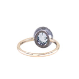 1.40ct Fantasy Carved Untreated Montana Sapphire and Antiqued Diamond Halo ring in 14k Yellow Gold