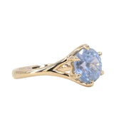 3.10ct Round Cornflower Blue Montana Sapphire Low Profile Six Prong Split Shank Solitaire in 14k Yellow Gold