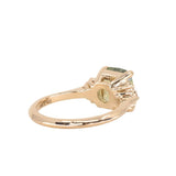 3.14ct Light Bright Green Untreated Radiant Cut Sapphire and Diamond Cluster Ring in 14k Yellow Gold