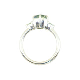 2.22ct Opalescent Square Radiant Madagascar Sapphire and Trillion Sapphire Antique Compass Set Low Profile Ring in 14k Green Gold