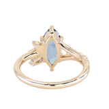 1.85ct Ocean Blue Marquise Madagascar Sapphire in Wandering Vine Low Profile 4 Prong Setting with Diamonds in 14k Yellow Gold