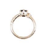 1.85ct Ocean Blue Marquise Madagascar Sapphire in Wandering Vine Low Profile 4 Prong Setting with Diamonds in 14k Yellow Gold