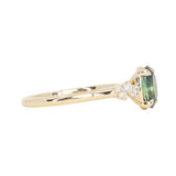 1.64ct Teal Blue Oval Montana Sapphire and Diamond Starry Night Stackable Solitaire in 14k Yellow Gold