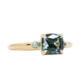 1.65ct Cushion Cut Untreated Madagascar Parti Sapphire and Light Blue Sapphire Low Profile East-West Ring in 14k Yellow Gold