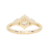 1.06ct GIA Crown Jubilee® Diamond and Trillion Madagascar Sapphire Antique Style Compass Set Low Profile Ring with Scallop Details in 14k Yellow Gold