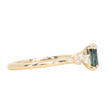 1.34ct Radiant Cut Teal Blue Montana Sapphire and Diamond Starry Night Stackable Solitaire in 14k Yellow Gold