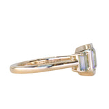1.29ct Bezel Set Emerald Cut Untreated Montana Sapphire and Montana Sapphire Sides Three Stone Ring in 14k Yellow Gold